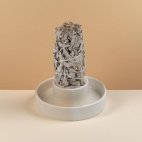 Vista 53 de Soporte para salvia, quemador de salvia blanca, cuenco para manchas, soporte para Palo Santo, soporte para incienso, paquete de soporte de incienso