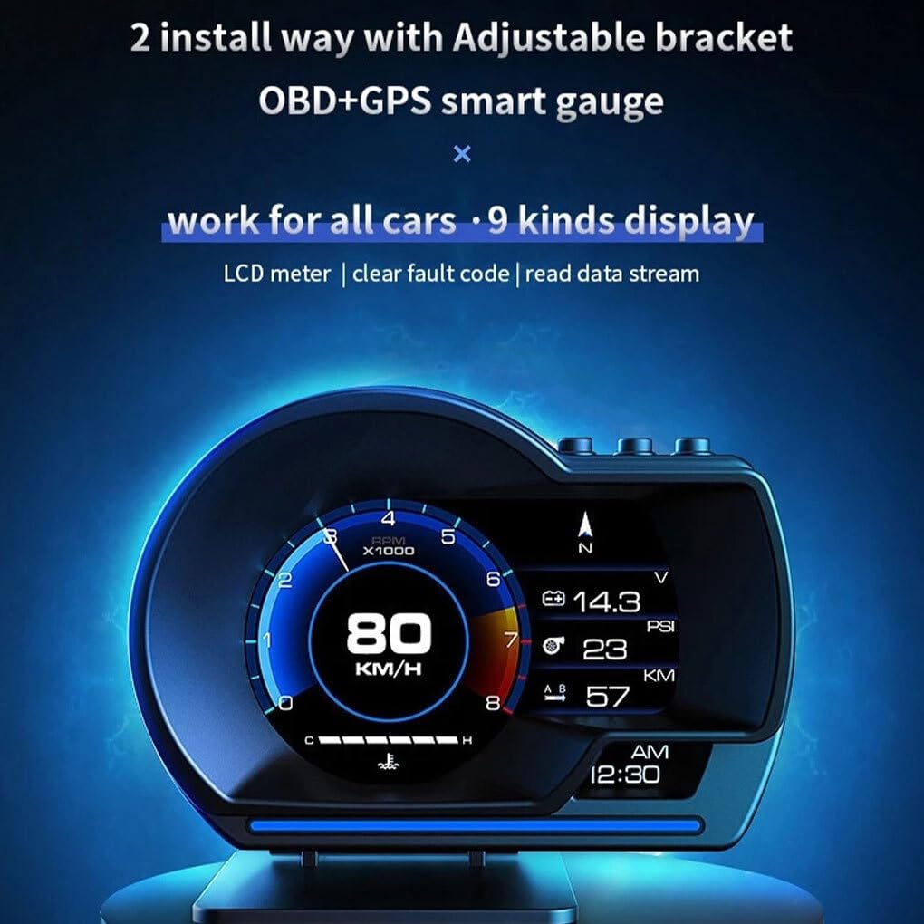 Pantalla HUD Head Up para coche, odómetro, velocímetro, pantalla Hud Head Up para coche, OBD y GPS, medidor inteligente profesional preciso