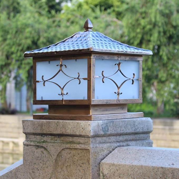 GRAWIT LED Wall Pillar Lamp Outdoor Binnenplaats Landscape Light Square Wall Head Lamp Oriental Loft Shape Brons Landscape Light Iron Craft Lamp Garden/Yard/Gras Decor Lights E27 (Size : 30CM) beautiful photo 3