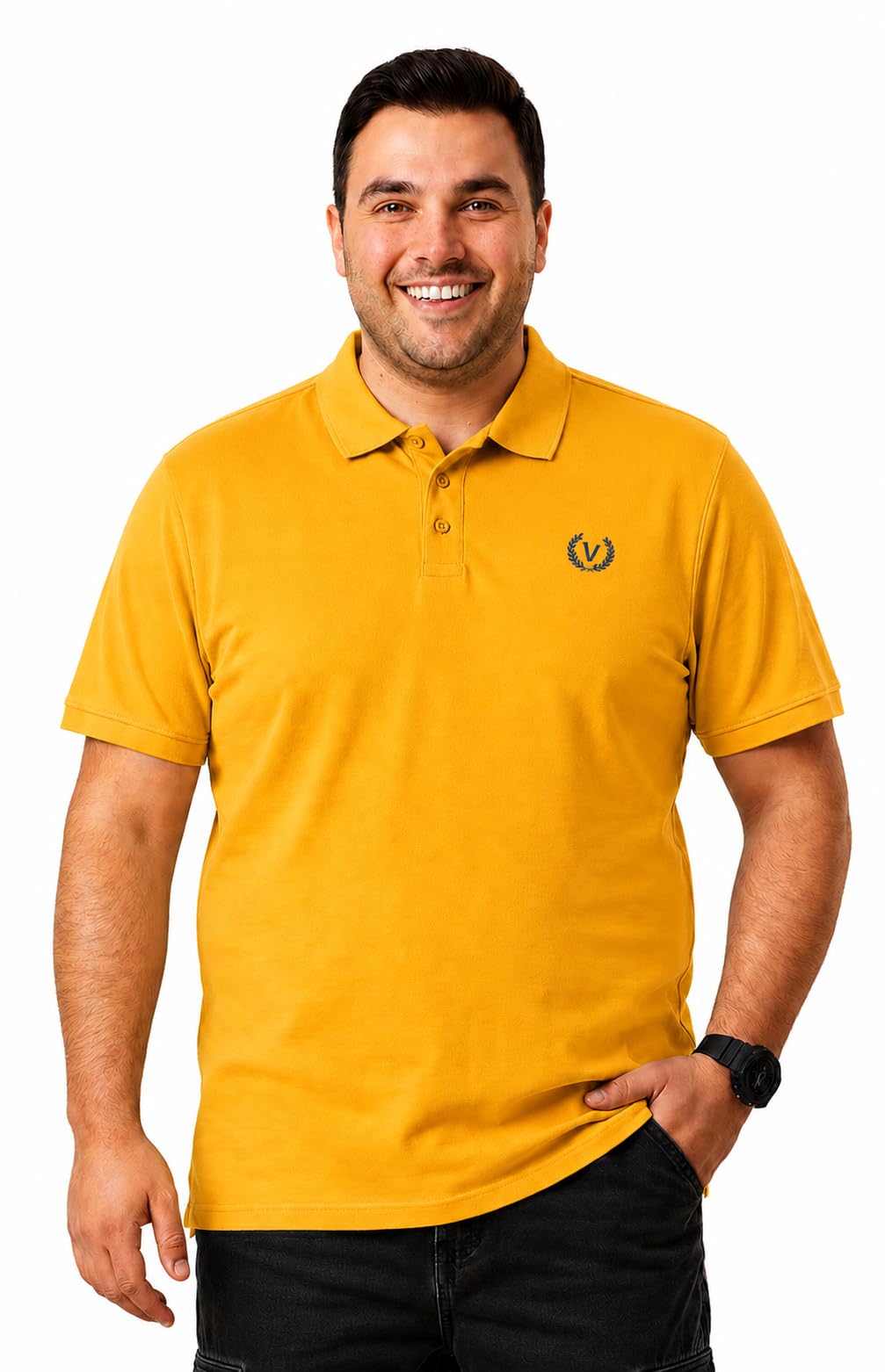 mack jonney Plus Size Men's Solid Polo T-Shirt | Premium Cotton Blend Collared Half Sleeve Regular Fit Casual Polo Tee for Men-MJ-50-picture-38
