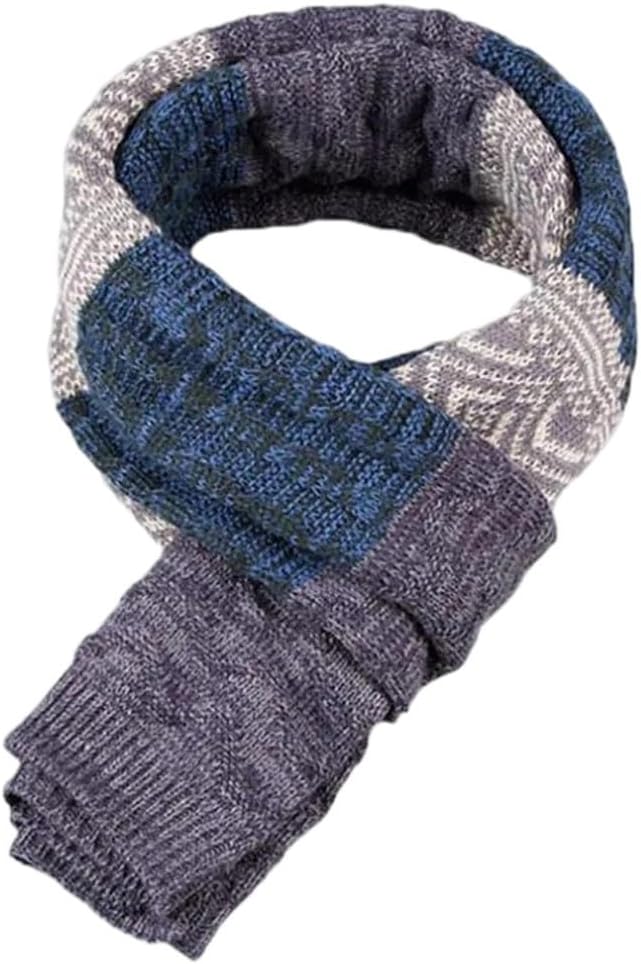 Men's Winter Knitted Wool Scarf Warm Neckerchief Long Shawl Accessory