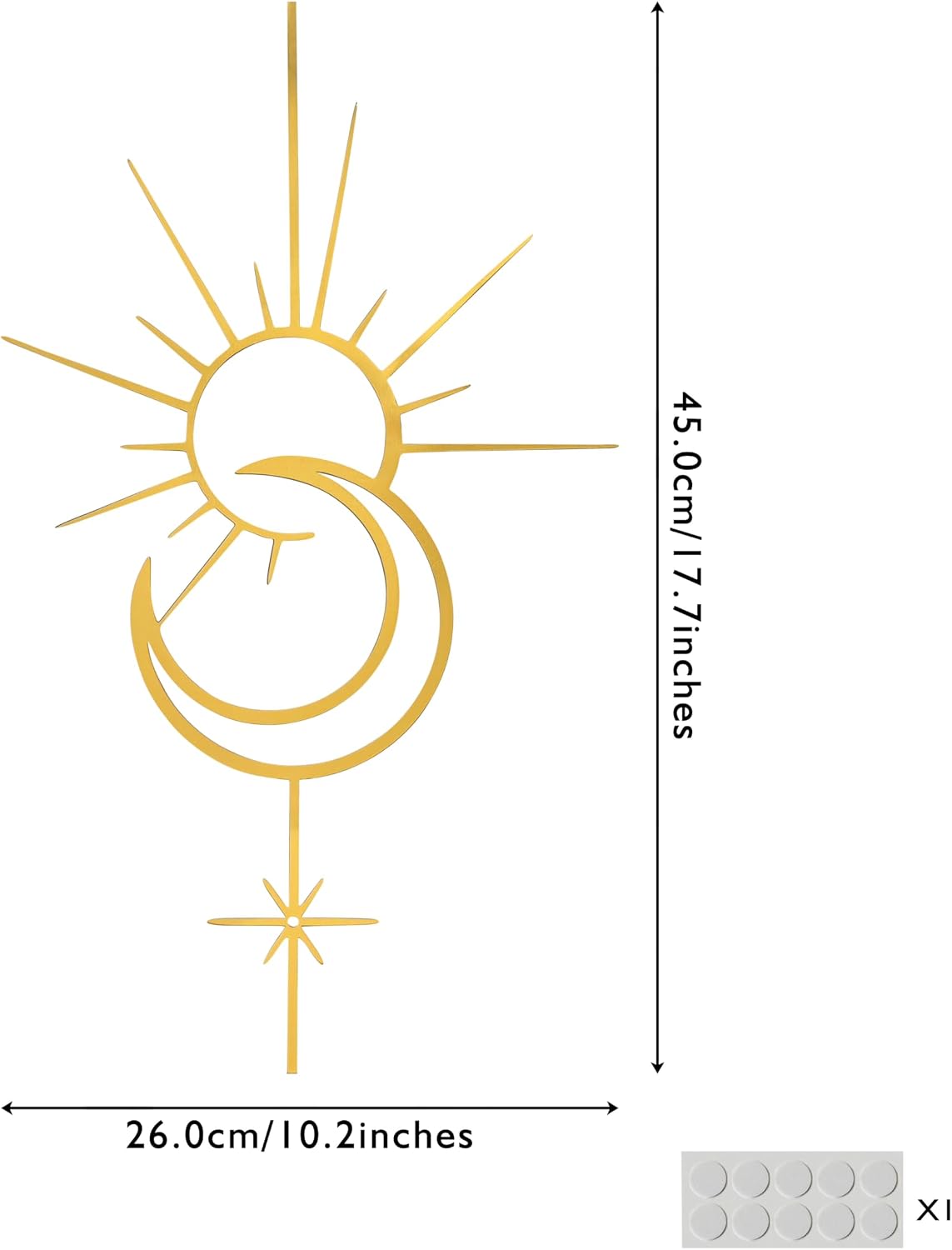 Boho Sun Moon Star Wall Decor Ohemian Wall Art Magical Sun Art, Gold