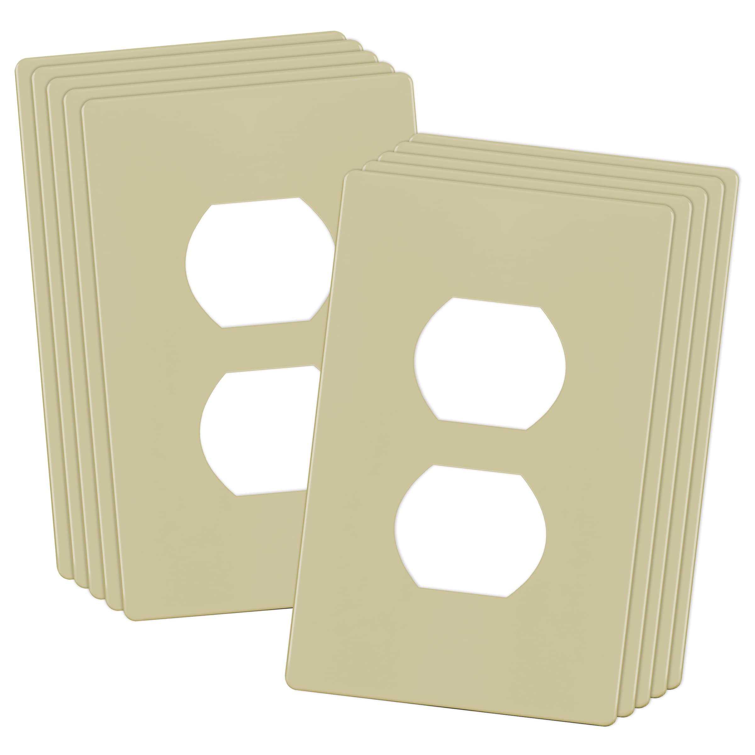 ENERLITES SI8821-I Duplex Outlet Receptacle Cover, Screwless Wall Plate, Standard Size, 1-Gang 4.68" x 2.93", Unbreakable Polycarbonate Thermoplastic, UL Listed, SI8821-I-10PCS, Ivory, 10 Pack