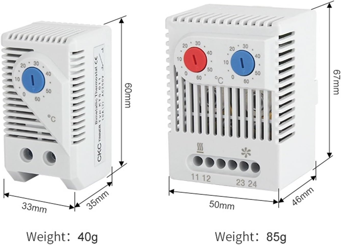 1pcs Cabinet Mini Thermostat KTO011 KTS011 ZRO011 Normally Open/Normally Closed Compact Mechanical Temperature Controller(KTS011)
