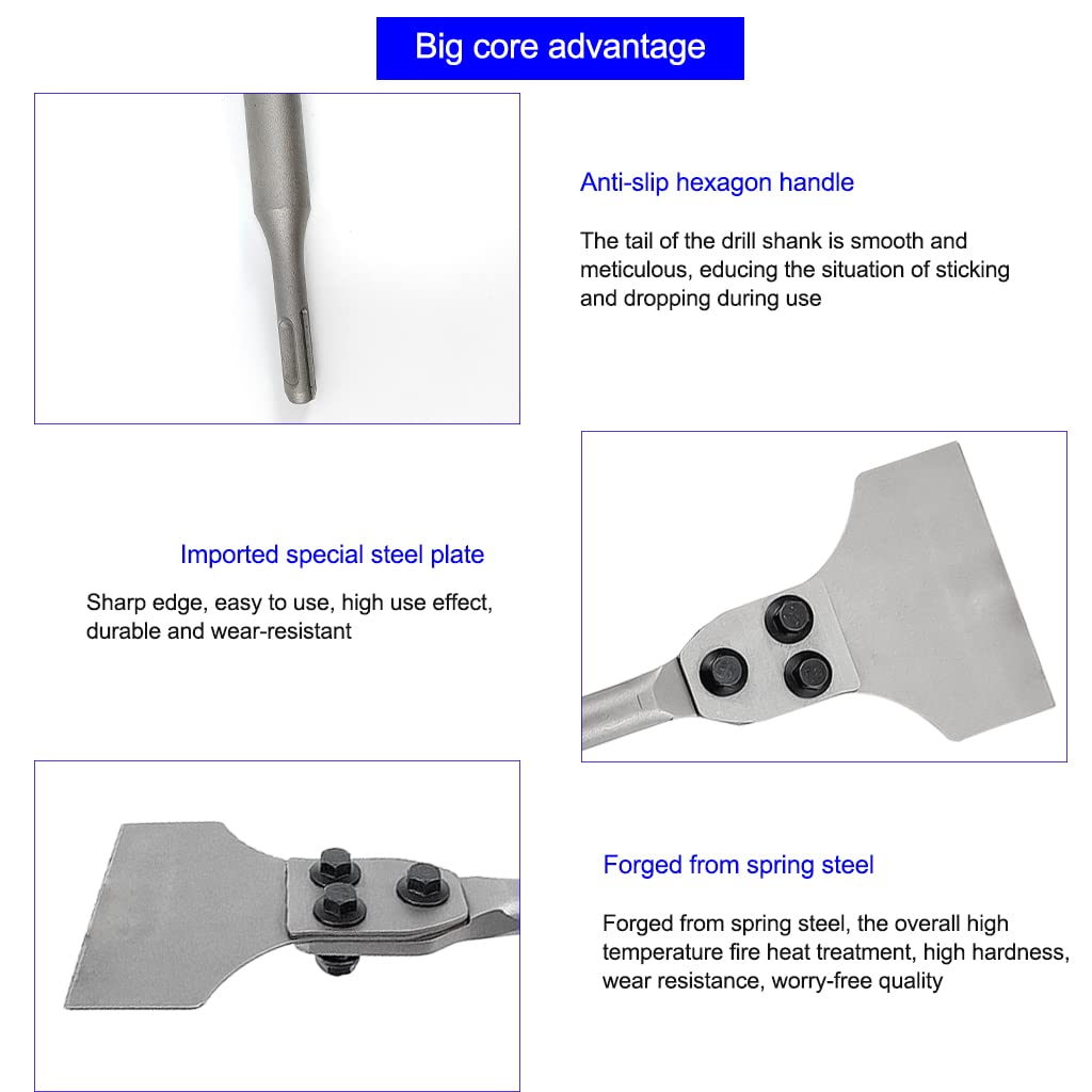 Scalpello Per Piastrelle SDS-Plus 300mm - Spatola Angolata Professionale Per Ceramica E Pavimenti - Foto 7