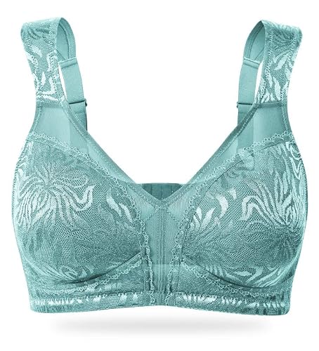 Image of WingsLove Women's Full Cup Minimizer Bra Wide Straps Non-Wired No Padding Bra Comfort Plus Size(Mint Green 40DDD)