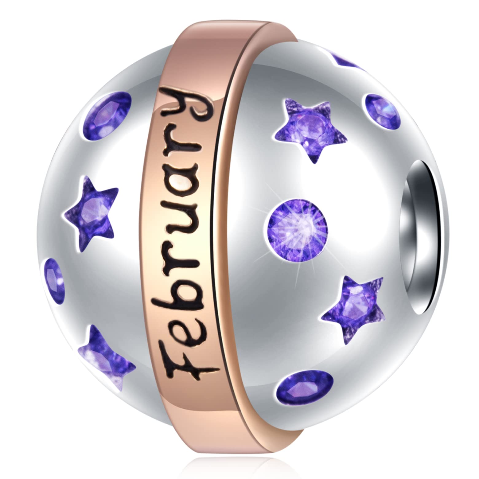 Pulsera de serpiente charms piedra nacimiento plata 925 rosa 6