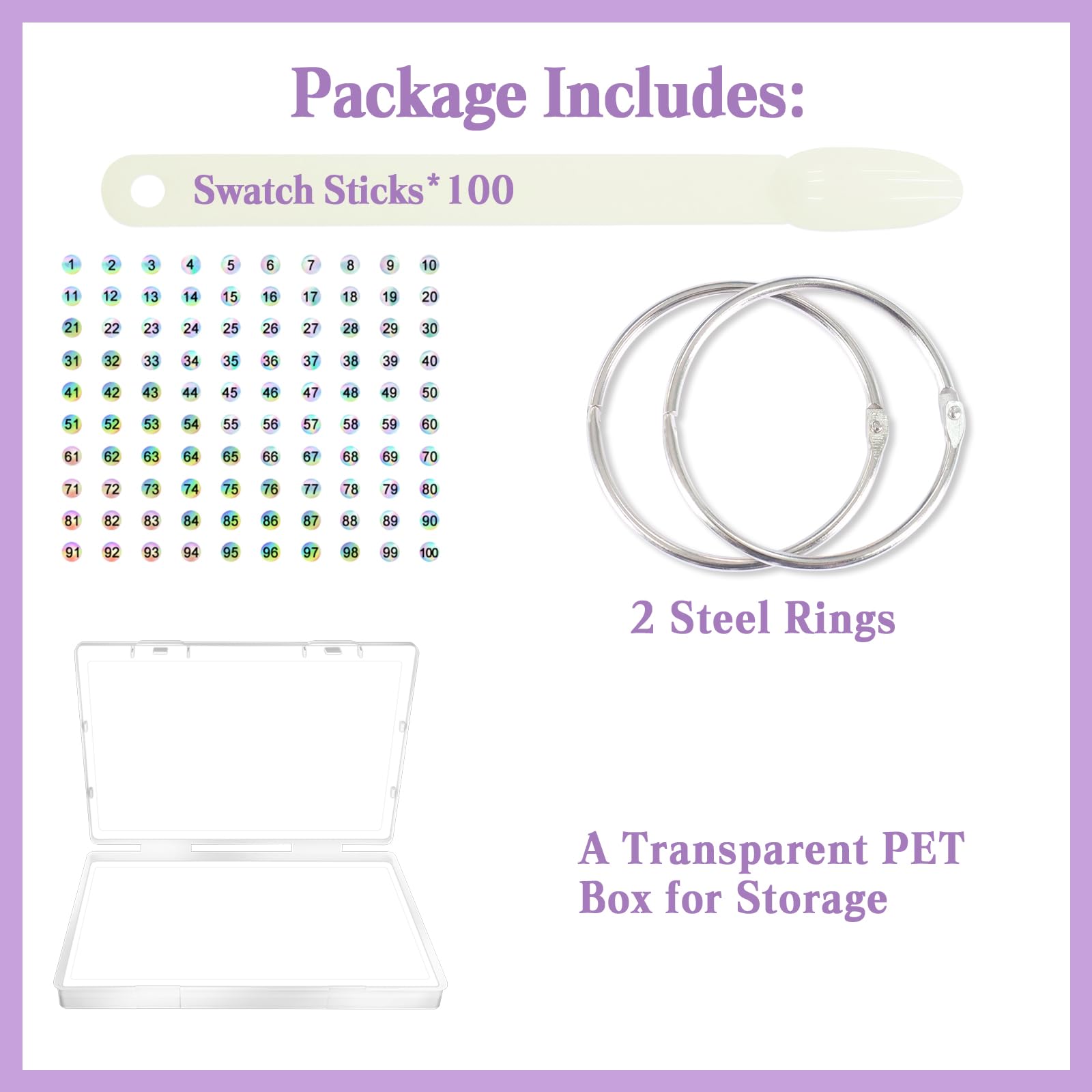 Laza 100 Pcs Nail Swatch Sticks Box-packed with Ring and Numbered Stickers Nail Art Polish Color Display Practice Tips Natural Beige Sample Sticks Tester Nail Supplies for Nail Techs - Oval - Image 2