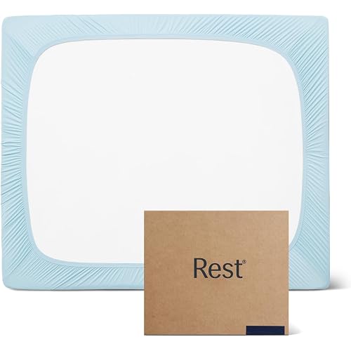 REST® Evercool®+ Fitted Sheet, Full Size, Light Blue, 15" Deep (up to 18’’), Breathable Bedding for Hot Sleeper and Night Sweats, Bed Sheet with Ionic+ Self-Cleaning Silver Yarn for Sensitive Skin