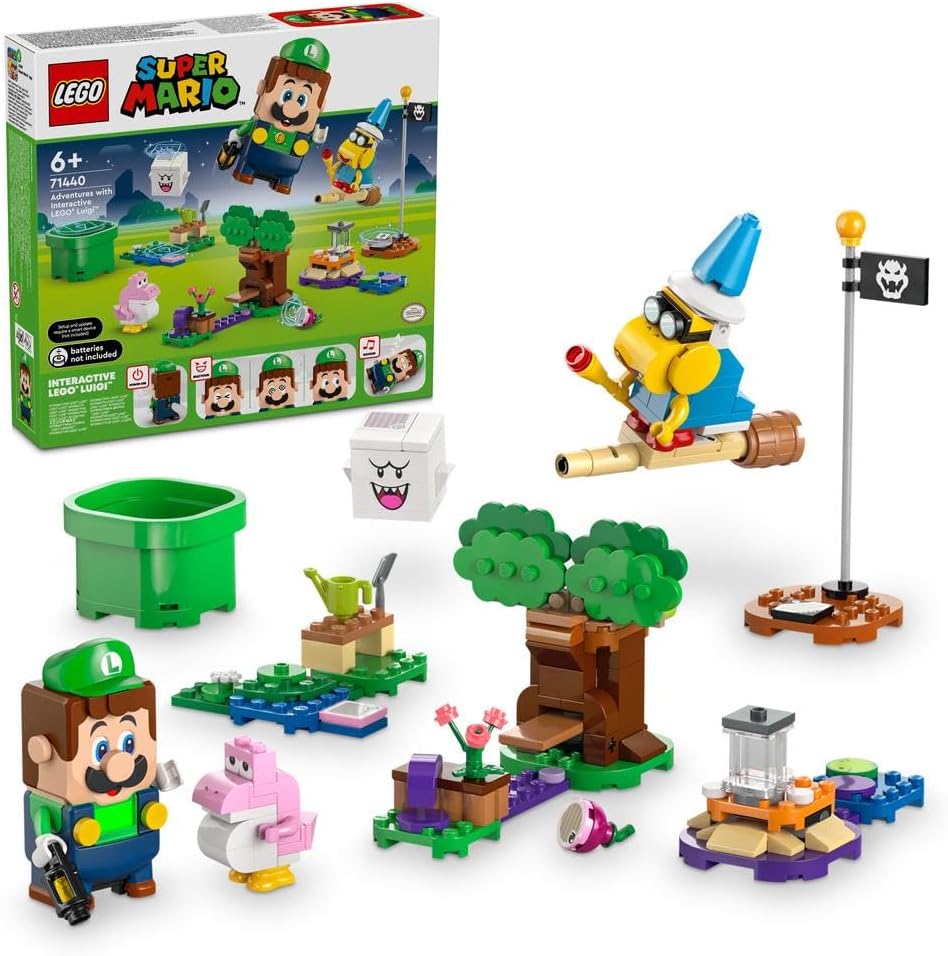 Super Mario Adventures with Interactive LEGO Luigi Toy, Nintendo Gift for 6 Plus Year Old Boys, Girls and Gamers, Garden Playset for Kids, with Pink Baby Yoshi Figure, 71440