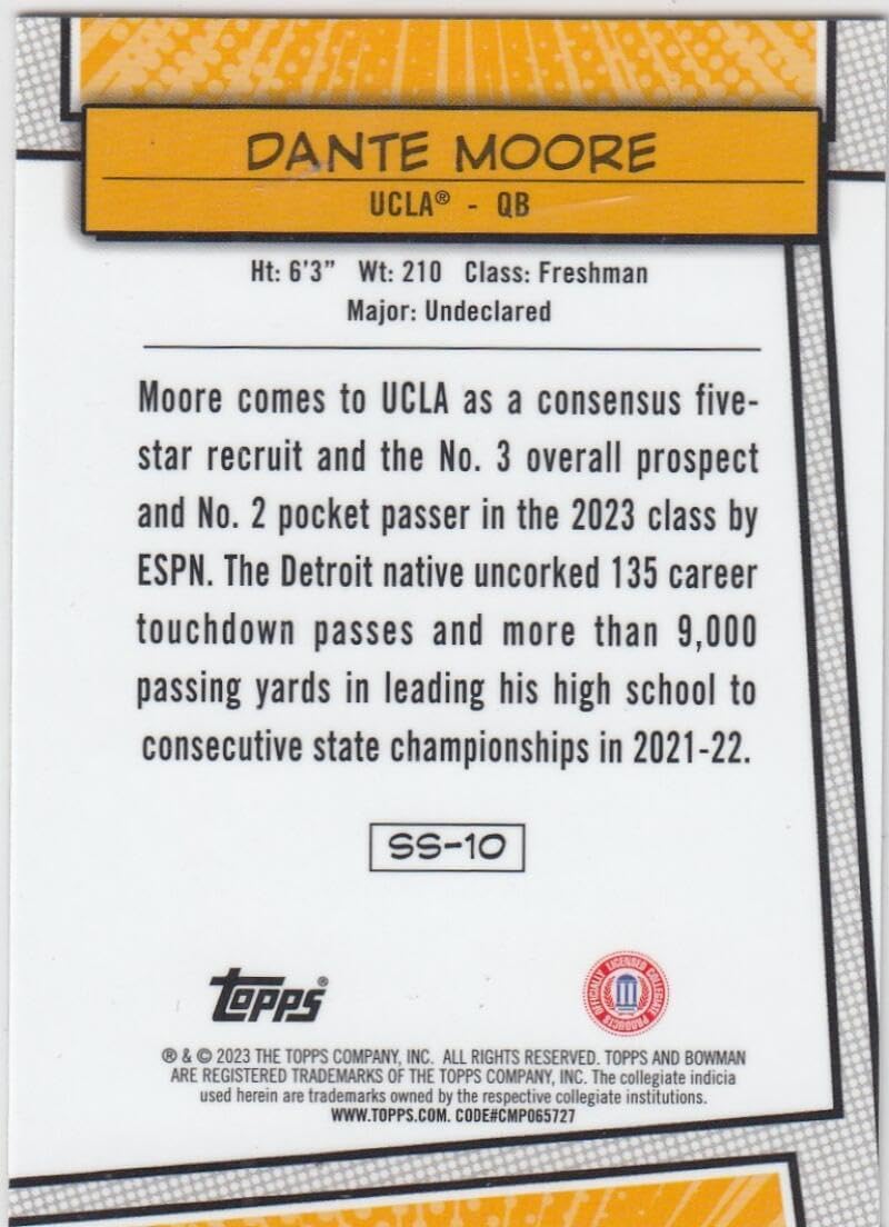 Football Trading Card 2023 Bowman University Chrome Saturday Superstars Refractor #SS-10 Dante Moore EX/NM