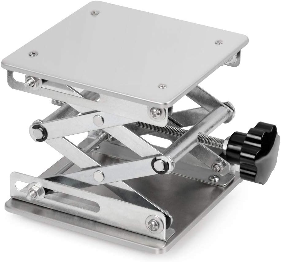 stonylab Lab Scissors Jack, 6 x 6 inch 150 x 150mm Stainless Steel Laboratory Support Jack Platform Lab Lift Stand Table, Expandable Lift Height Range from 75mm to 260mm, Support Weight 10KG