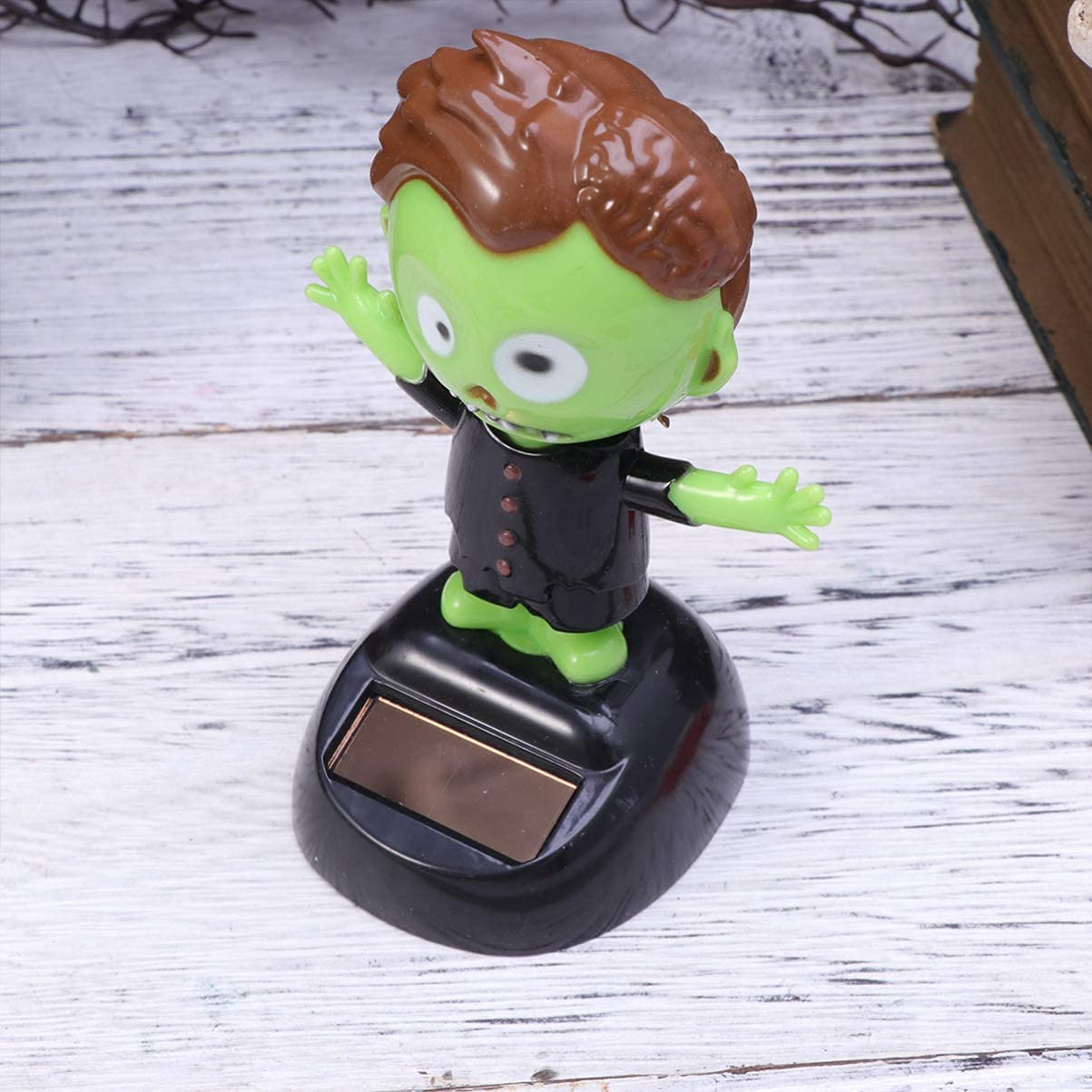 Juguete solar de Halloween para bailar con cabeza agitada, figura de zombi, estatua de tablero de tablero de automóvil, adornos para decoración de vehículos 4
