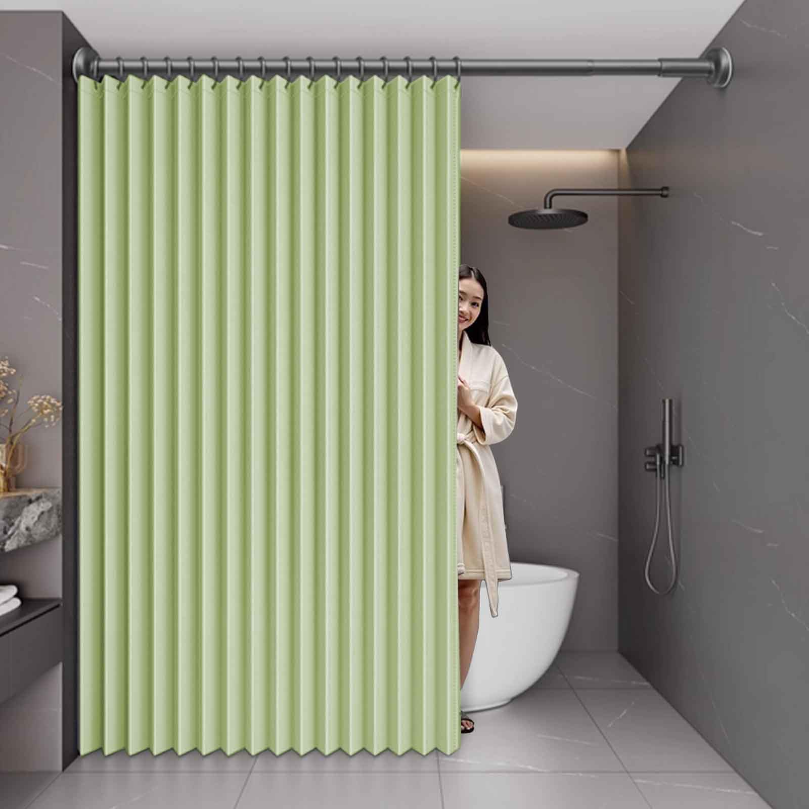GLDYTVF Pleated Folding Door Curtain with Teles Rod Room Darkening Privacy Screen for Closet Magnetic Closure 200x200cm Ideal for Home Decor and Light Control