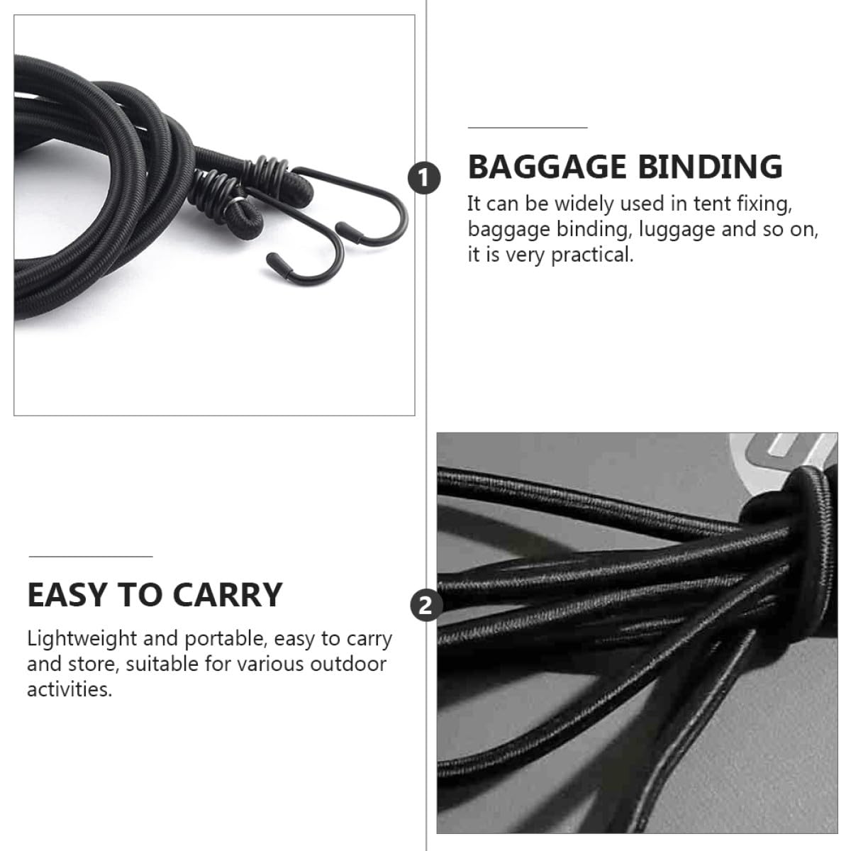 Lot de 4 Sangles Élastiques Fixatives Crochets Sangle Élastique pour Vélo Moto Fixation de Bagages Camping