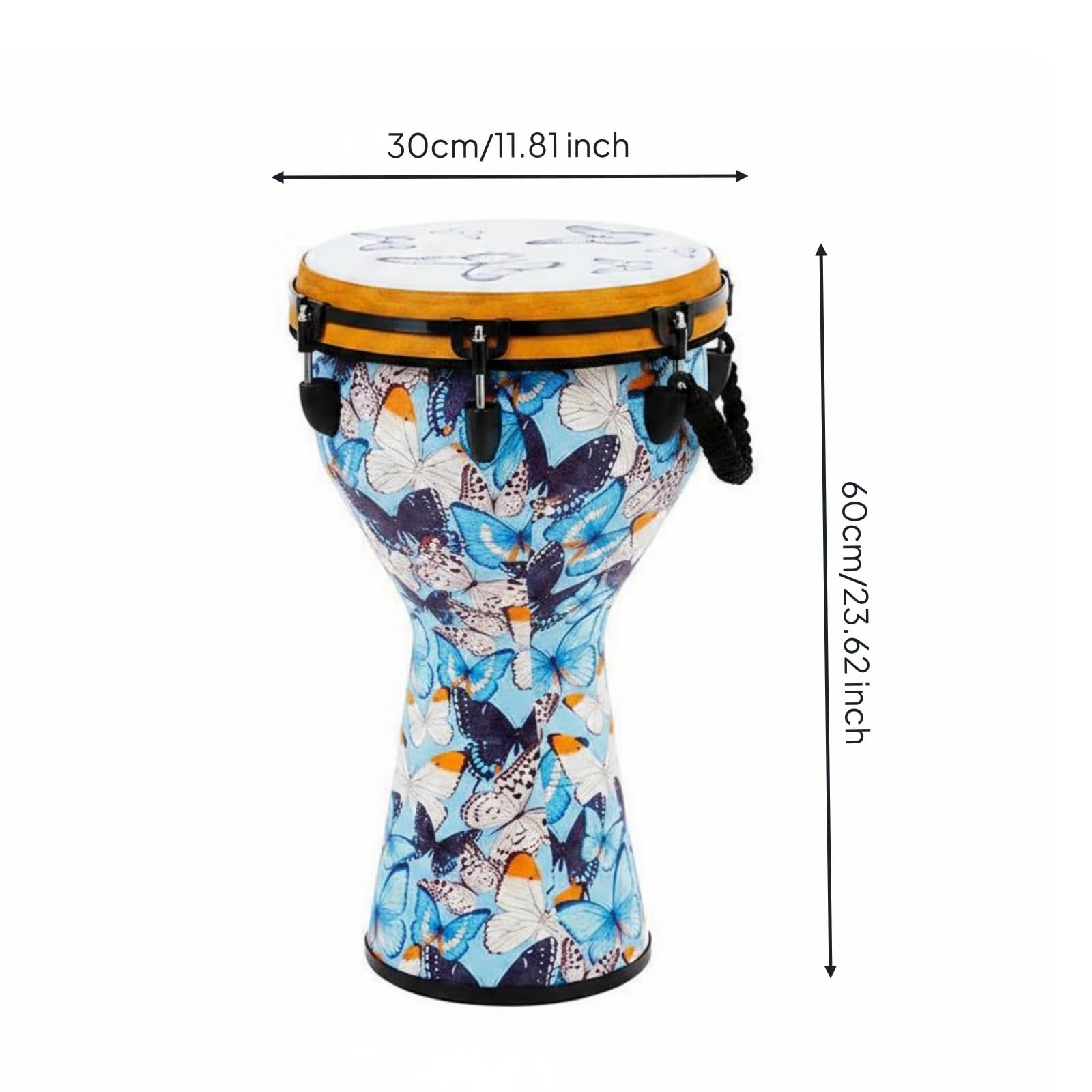 Tamburo per Bambini Tamburo a Mano Percussione Strumento Acustico 12pollici Regolazione a Viti Testa Composita Rim Protetto Trasporto Comodo Adatto per Prove Aula Musica Casa