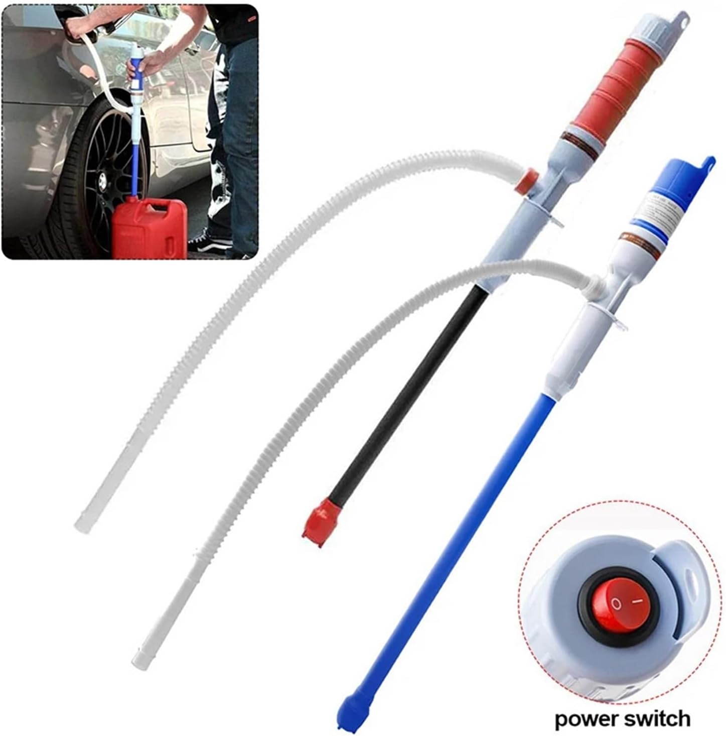 Drum Pump, Electric Liquid Oil Transfer Pump Water Gasoline Sucker Car Tool,Barrel Pump(Red)