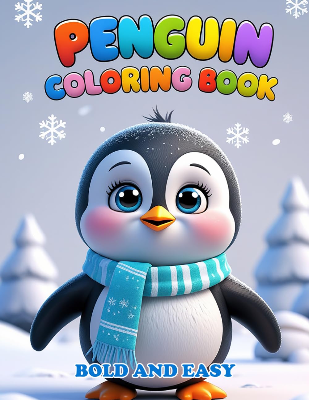 Cute Penguins Coloring Book for Kids and Adults