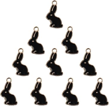 John Bead 10-Piece Black Bunny Rabbit Sweet and Petite Charms for Bracelet Necklace Jewelry Making
