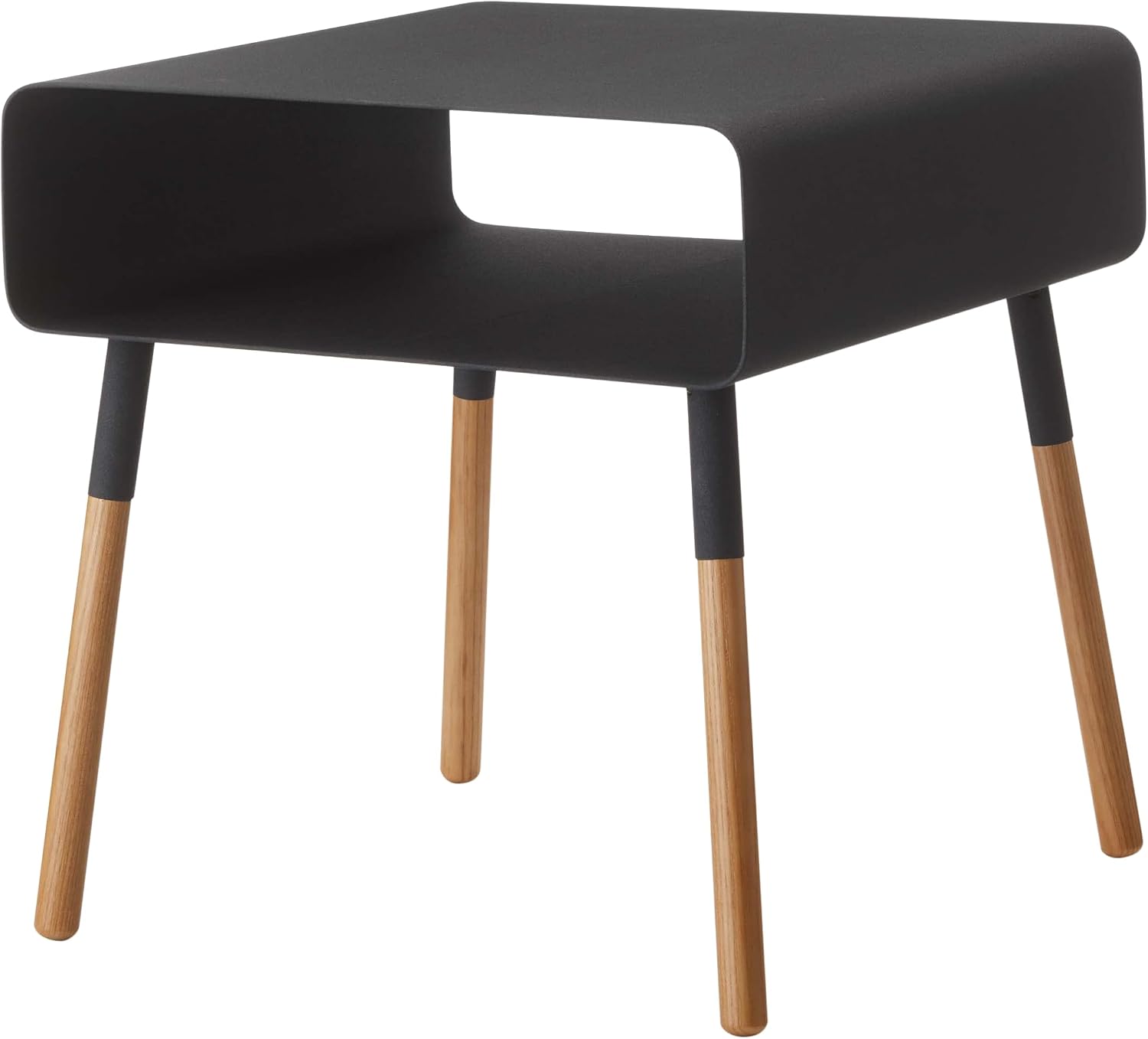 YAMAZAKI home 4230 Plain Side Table with Storage Shelf Black