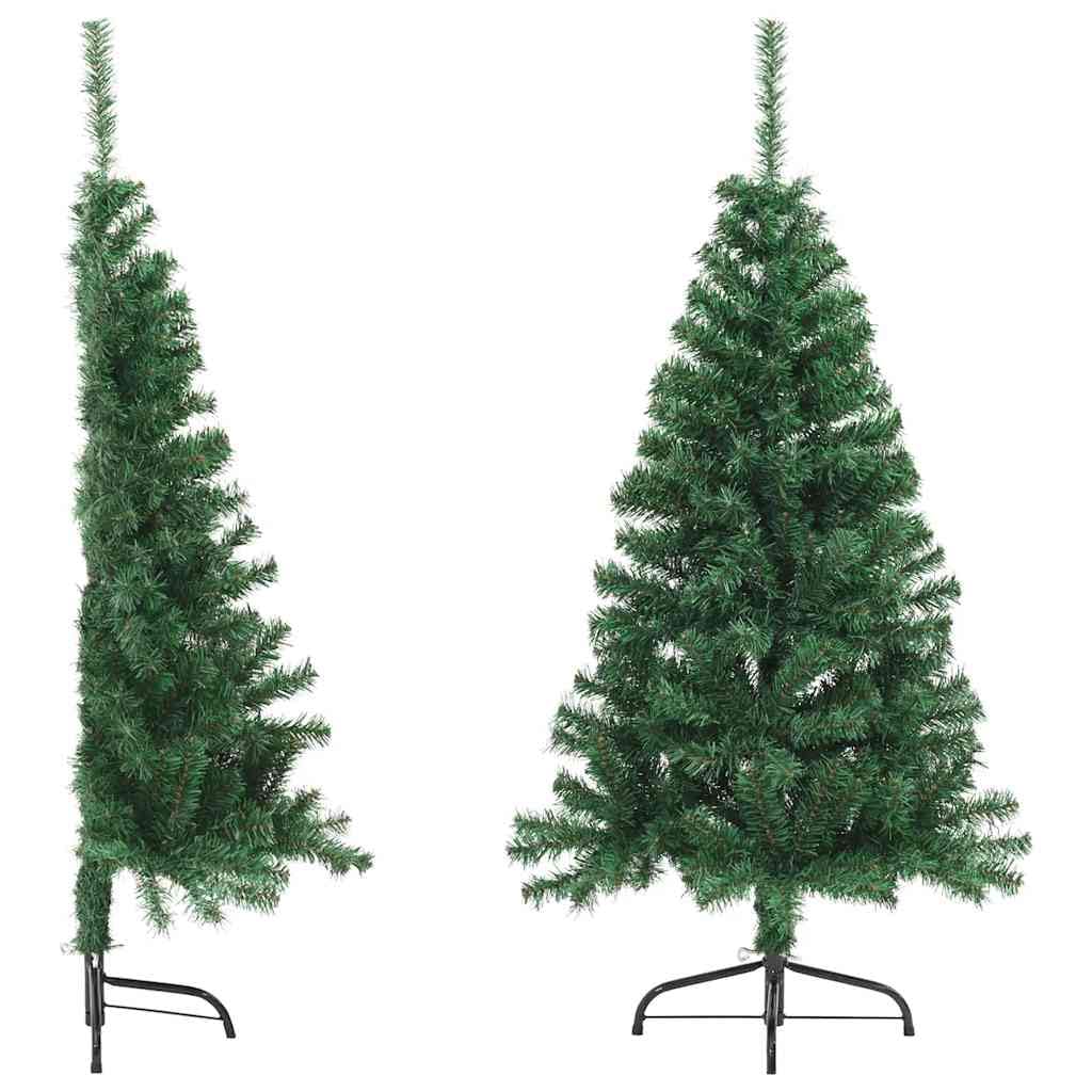 Medio Árbol De Navidad Artificial Verde 150 Cm con Soporte De Acero, Semicírculo para Colocar contra La Pared, 340 Puntas De PVC, Montaje Fácil, Reutilizable, Decoración Navidad