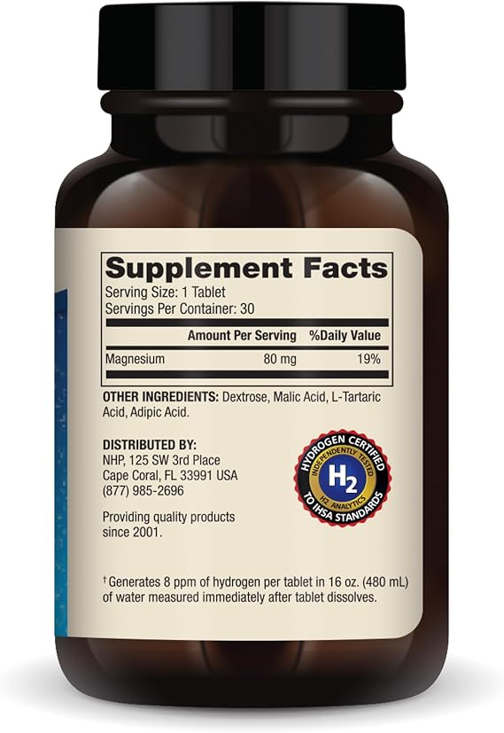 Dr. Mercola H2 Molecular Hydrogen, 8 ppm, 30 Tablets (30 Servings)