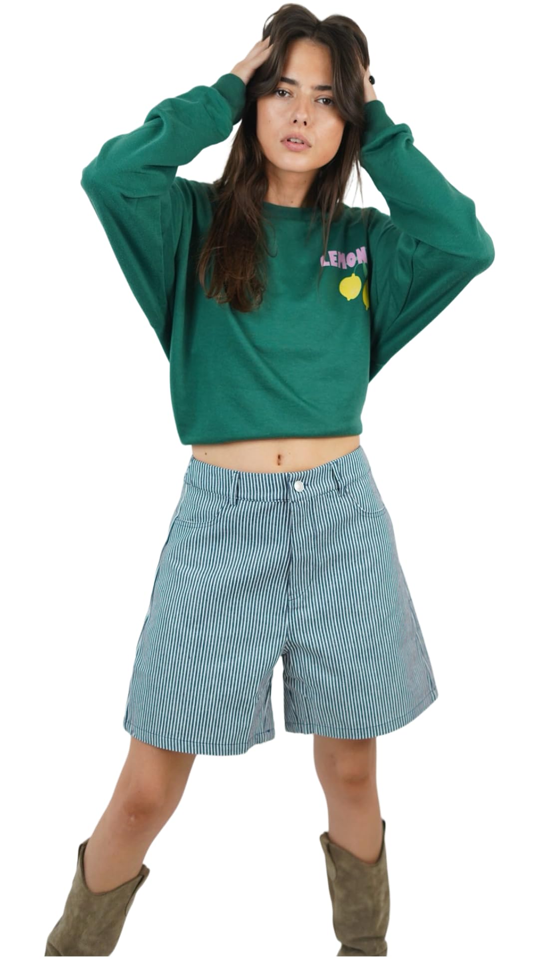 Short en coton vintage à rayures verticales : le charme décontracté - 6