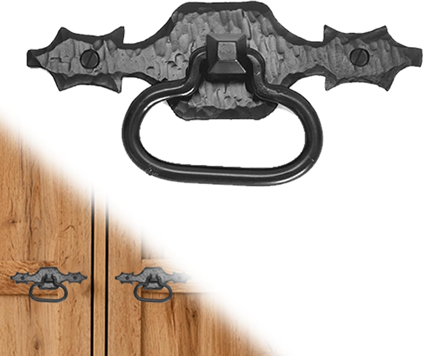 1 Pack 6.25" Decorative Black Ring Pulls - Heavy Duty Decorative Iron Pull - Handmade Rustic Metal Ring Pull for Chests, Trunks, Barn Doors & Door Pulls - The Sinaloa Series