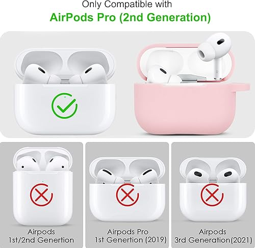 Miniatura 2 de Funda para Airpods Pro de 2 generación 2022, funda de silicona suave con llavero de pulsera linda para Apple Airpods Pro 2 para mujeres y niñas
