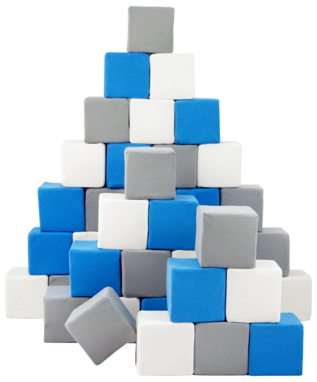 Velinda Set completo Piramide blocchi 45 elementi mattoni in schiuma bambino gioco asilo (colore: bianco,blu,grigio)