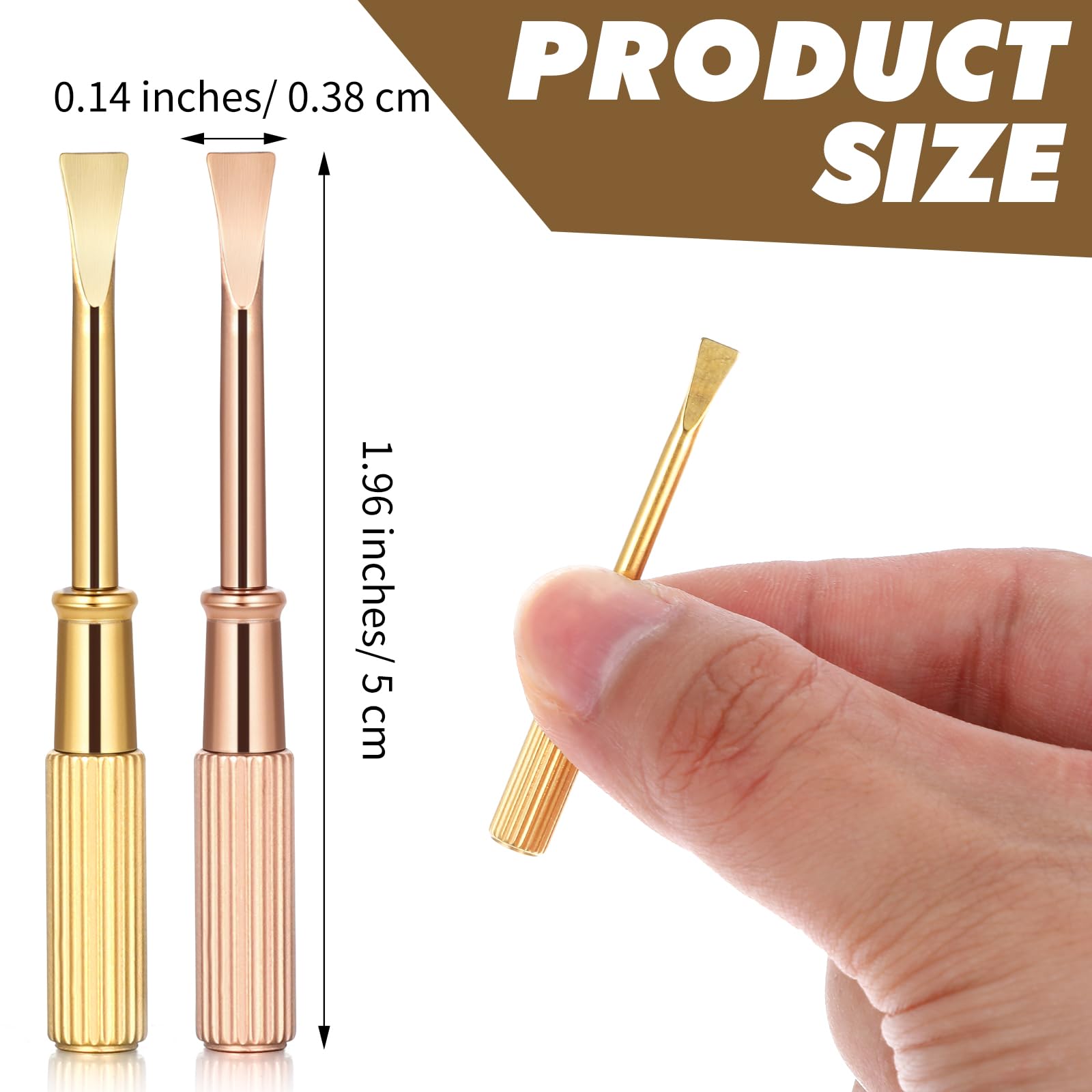 2 PCS Mini Screwdriver, Jewelry Tools small Screw Driver, Non-slip Handle, Stainless Steel Portable Design Repair Screwdriver Tools for Love Bracelet Jewelry Repair (Gold, Rose Gold)