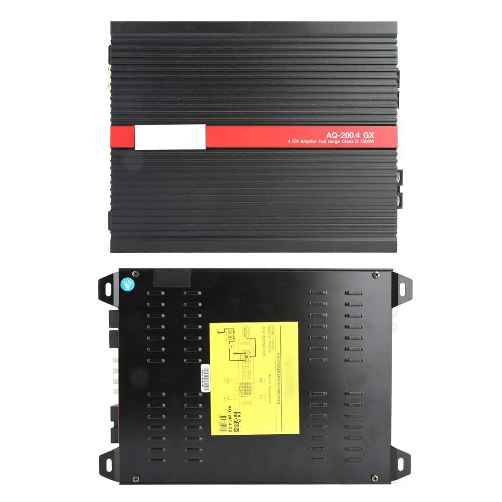 Aramox Amplificatore di per Auto Amplificatore Stereo per Auto in Lega di Alluminio 480 W X 2 a Ponte su 4 Ohm da 10 Hz a 40 KHz Design Compatto a 4 per e Uso Stradale