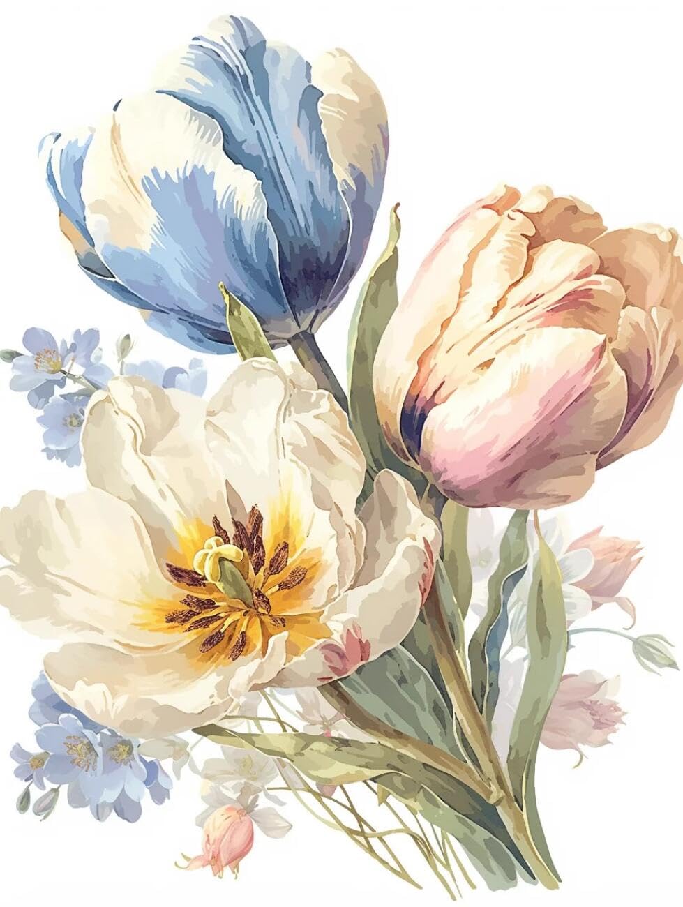 RKFLGEW 14CT Printed Cross Stitch Kits Fantasy Flowers Cross Stitch Kits Embroidery Starter Set for Beginners DIY Home Decoration 40x50cm