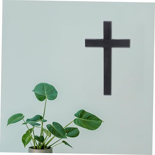 Vista 3 de IMIKEYA Adornos de cruz negra decoración negra decoración de cruz colgante de pared crucifijo para colgar en la puerta, decoración de escritorio