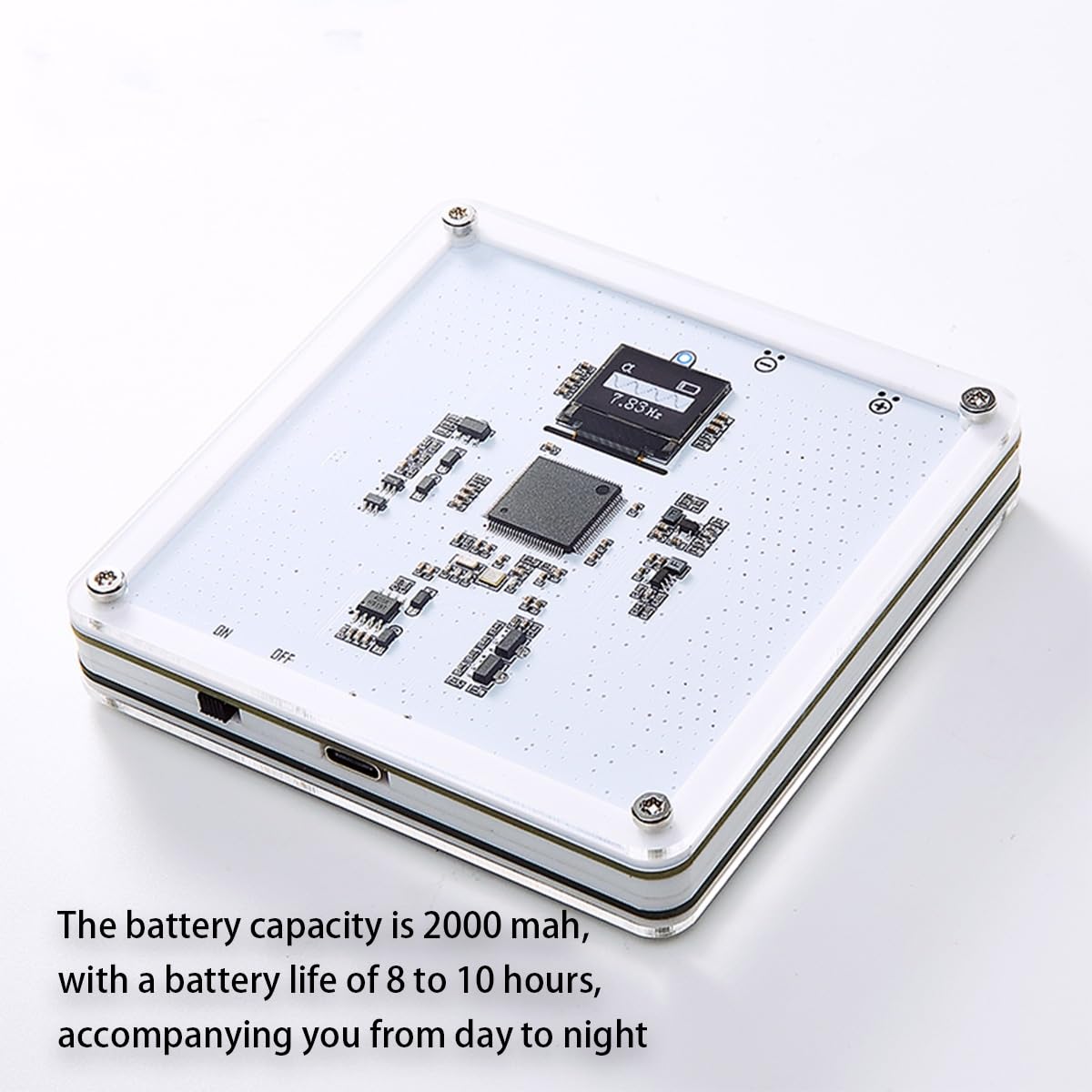 Generador de pulso de frecuencia ultra baja, 0,01 HZ-999,99 HZ, ajustable, alimentado por USB, para meditación, alivio del estrés, relajación y mejora del sueño (blanco)
