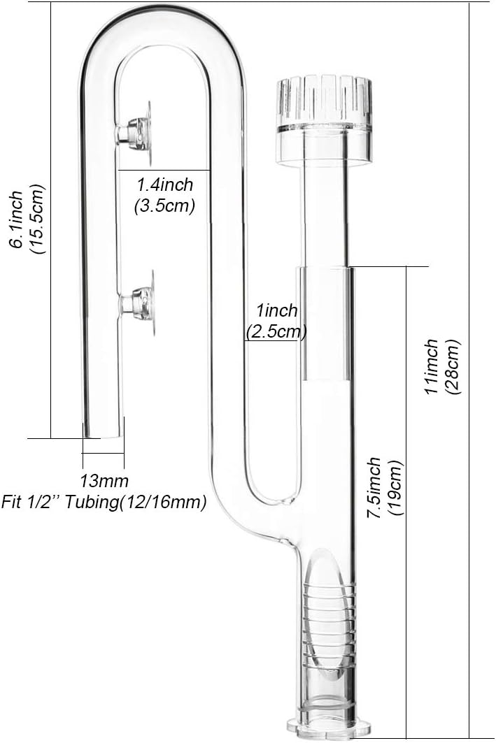 FZONE Aquatic Glass Lily Pipe Inflow with Surface Skimmer for Aquarium Filter 1/2''(12/16mm) Tubing