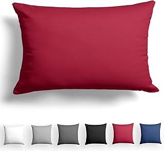 Alreya Mako Satin Kissenbezug 40 x 60 cm - 100% Baumwolle mit Reißverschluss, Superweicher Kopfkissenbezug, Kissenhülle, Oeko-TEX® Standard Zertifiziert, Rot, nur Kissenbezug
