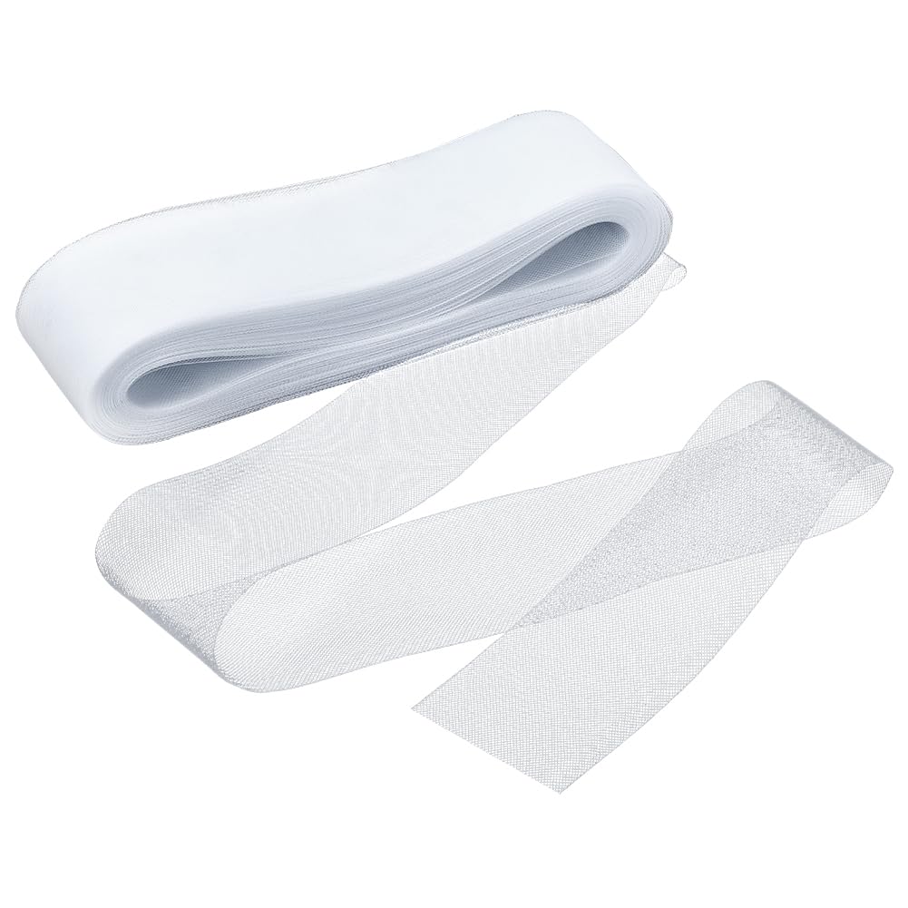 NBEADS Treccia di Crine di Cavallo Rigida di Circa 50 iarda, Cavallo Nastri Rigidi in Poliestere Larghi Circa per Disossamento Cucito Abito da Sposa Abiti Gonna Cappello Accessori, Bianco