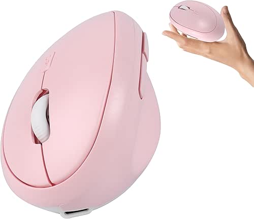 Wireless Mouse Pink Ergonomic Bluetooth & USB Mice, Dual Mode