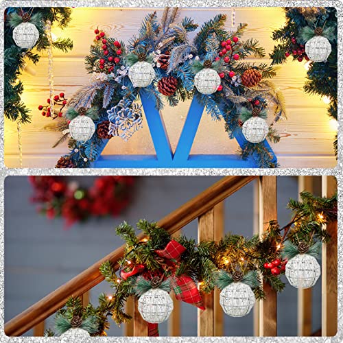 24 Pcs Christmas Ball Ornaments Rattan Thread String Christmas Tree Ornament Christmas Ornament White Pine Cones Decorations Christmas Pinecone Ornament Set For Farmhouse Xmas Tree Wedding Party Home #TOP5