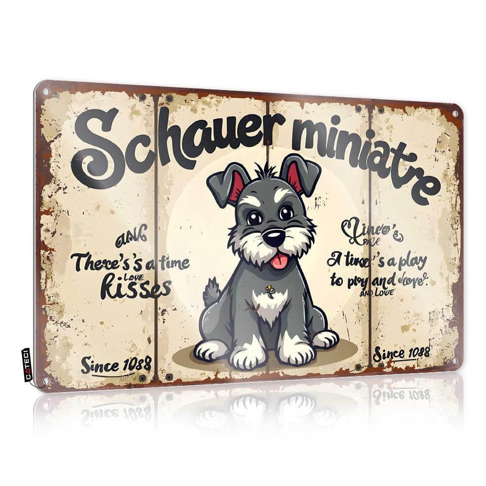 Fzfn Colour Stitch Custom Retro Wall Art - Schauer Miniature: Timeless Love And Playful Kisses Since 1088 Humorous Metal Wall Art Ready To Hang For Slow(20X30cm)