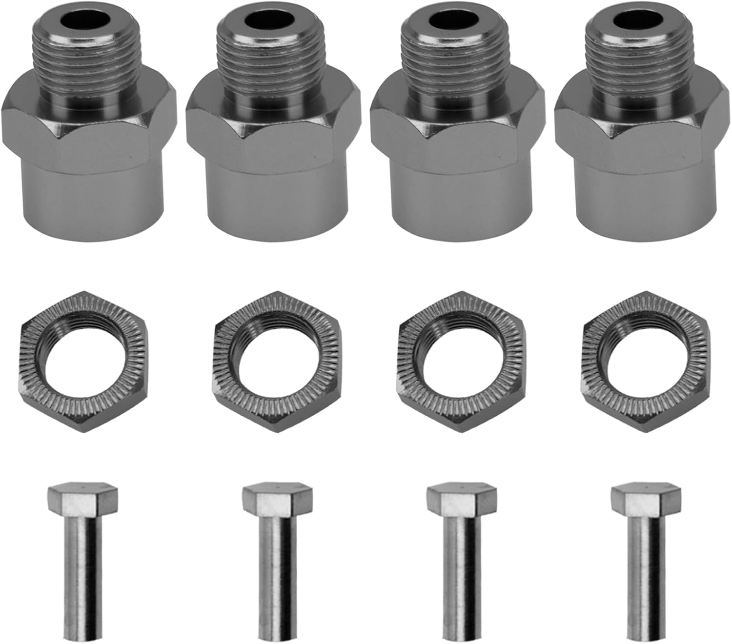 Aluminum Alloy 12mm to 17mm Wheel Hex Drive Hub Adapter Conversion 15mm Offset Extension for 1/10 Off-Road RC Car Monster Truck (Titanium) image 4