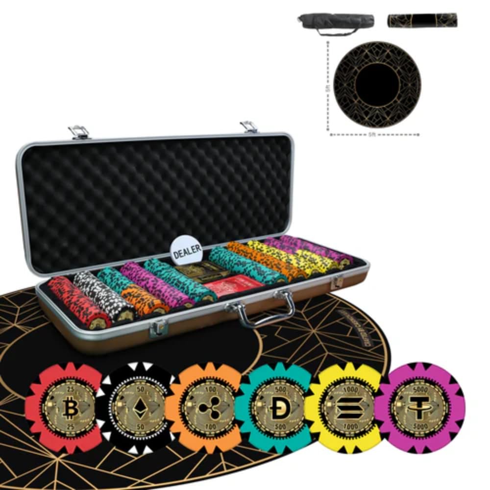 Buy CASINO KART Crypto Poker Chipset Set of 300 & 500 Pieces Chips Comes  with 40 MM, 14gms, for All Games Poker Teen 3 Patti Roulette Flush  Blackjack Rummy (300) Online at