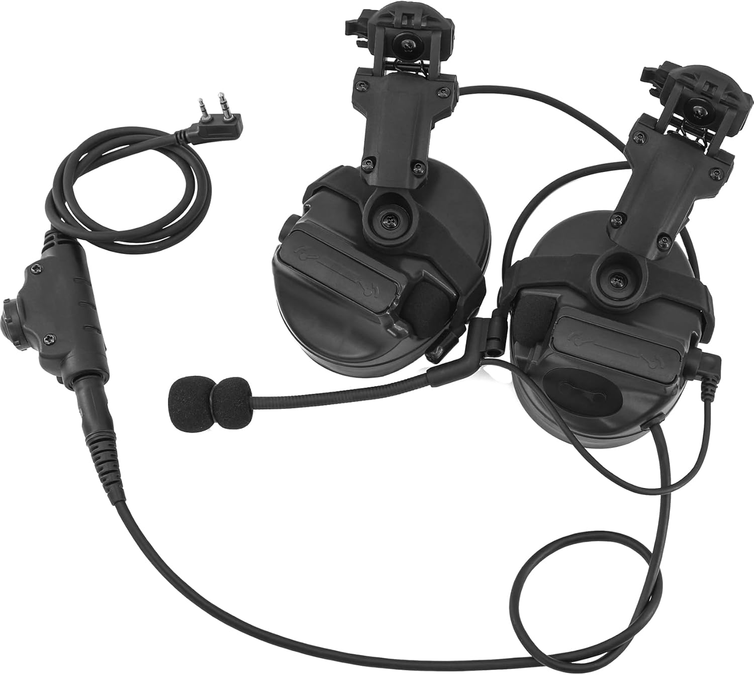 HEARFALCOM Tactical Headset COMAT III Tactical Helmet ARC Rail Adapter Non-Military Version Noise-Cooling Pick-UP Shooting Headset with V2 U94 PTT for Hunting Airgun Sports (BK)