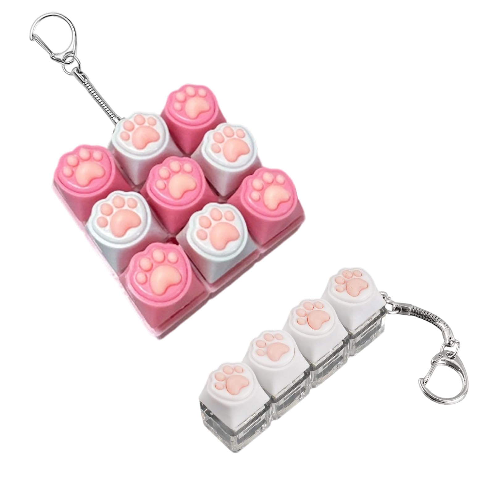 Set da 2 Fidget Toy a forma di Zampetta di Gatto per Tastiera, Simpatici Portachiavi Fidget Rosa a tema Felino, Divertenti Giocattoli Clicker Antistress, Decorativo con Ciondolo Cartoon Regalo Donne