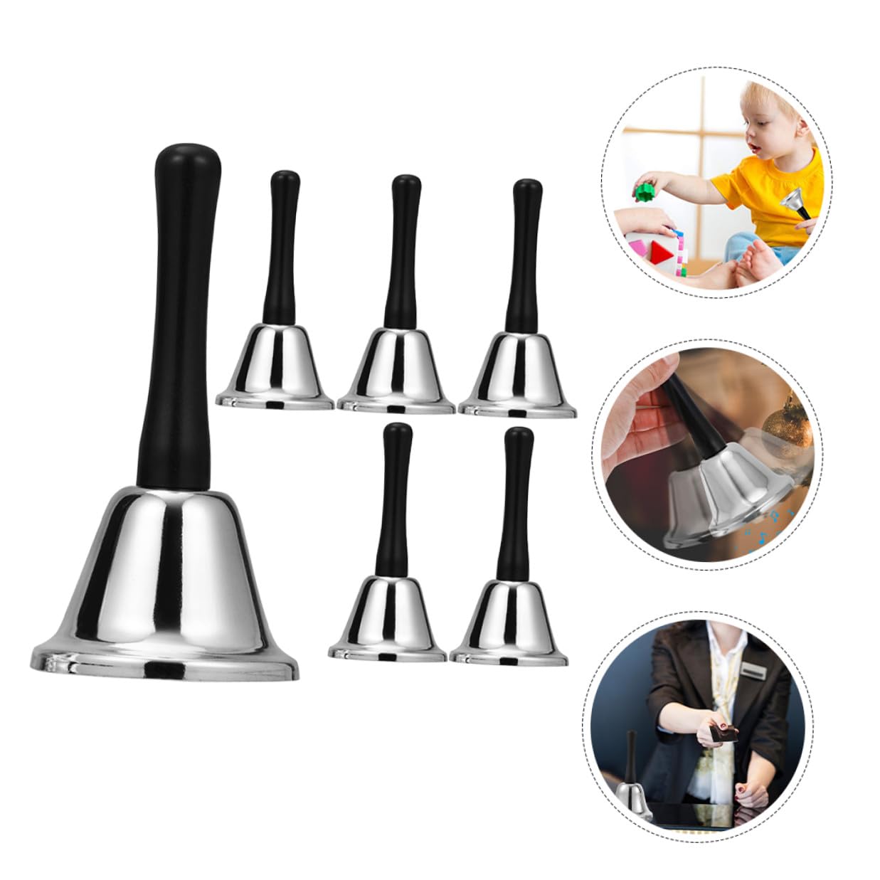 TOYANDONA 6pezzi Campane in Metallo Portatili Campanelli Natalizi Decorativi Campanelle da Tavolo per Feste e Occasioni Speciali