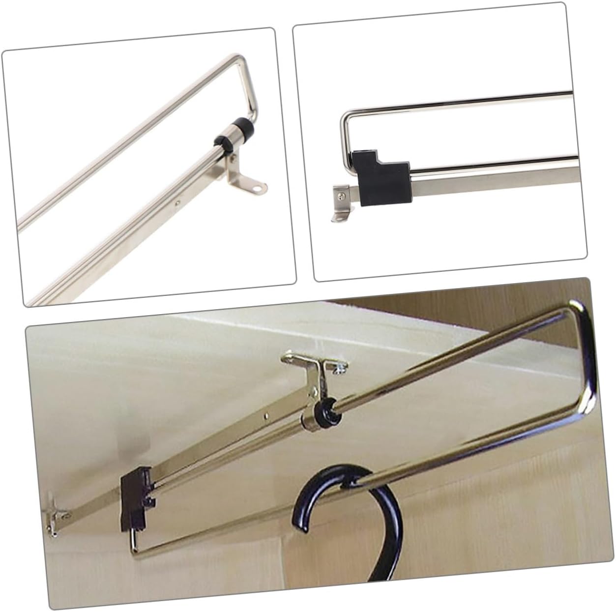 5pcs Closet Rod for Hanging Clothes Telescopic Wardrobe Bar Sturdy Iron Space-Saving Design Easy to Install