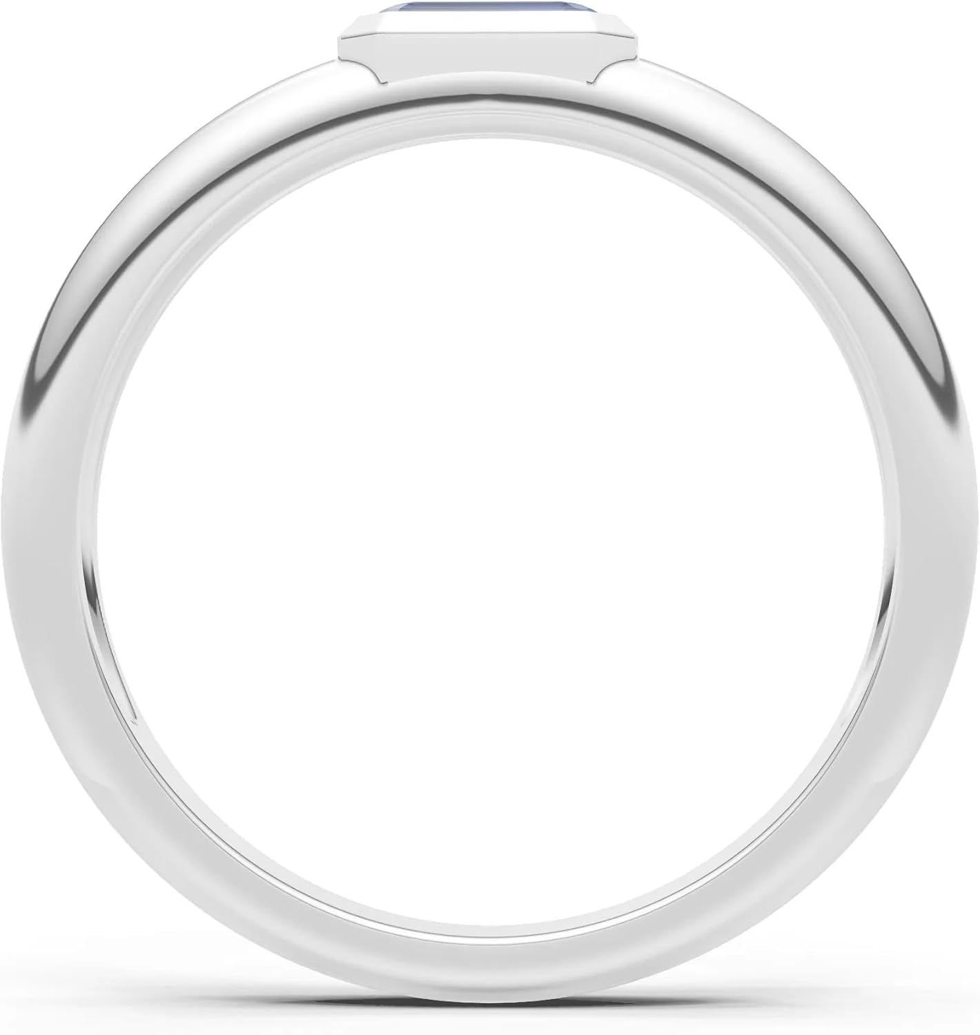 PEORA Emerald Cut Cut Blue Sapphire Dome Band Available in Solid 10K, 14K or 18K Ring – White, Yellow or Rose Gold