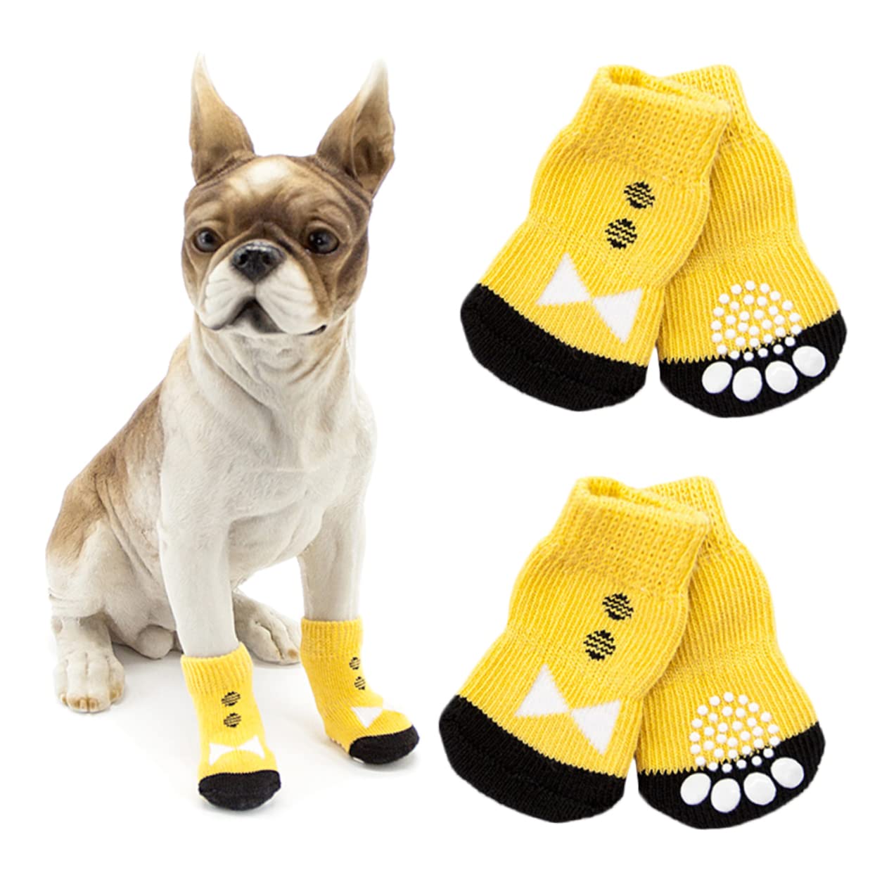 VICASKY 4pcs Dog Socks for Small Dogs -Slip Cotton Socks for Puppies Comfortable Pet Footwear Shoes for Cold Weather Pet
