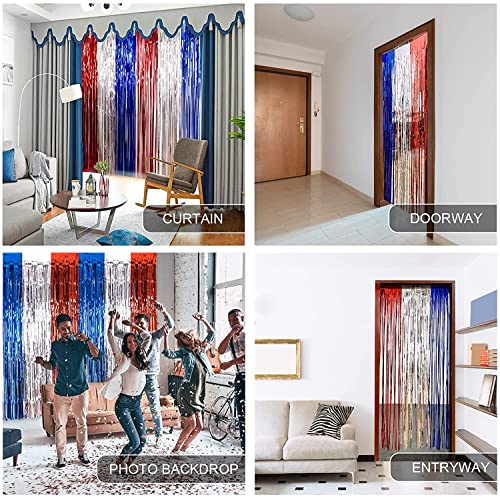 Lolstar 4Th Of July Decorations,Red White Blue 5 Pack Tinsel Foil Fringe Curtains,4Th Of July Photo Booth Prop Streamer Backdrop For America Patriotic Party,Memorial Day,Independence Day,Labor Day #TOP3
